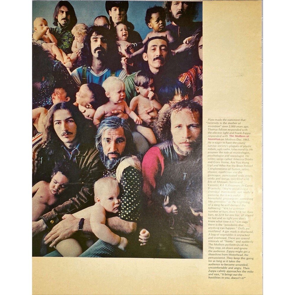 Frank Zappa and Band Members "Picture with children" Magazine Picture Print 1968